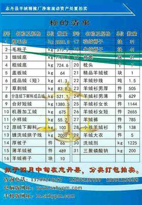 志丹县羊绒精梳厂涉案流动资产清单